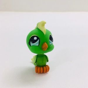 Hasbro Littlest Pet Shop Green Parrot Cockatoo Bird #1369 Blue Eyes LPS